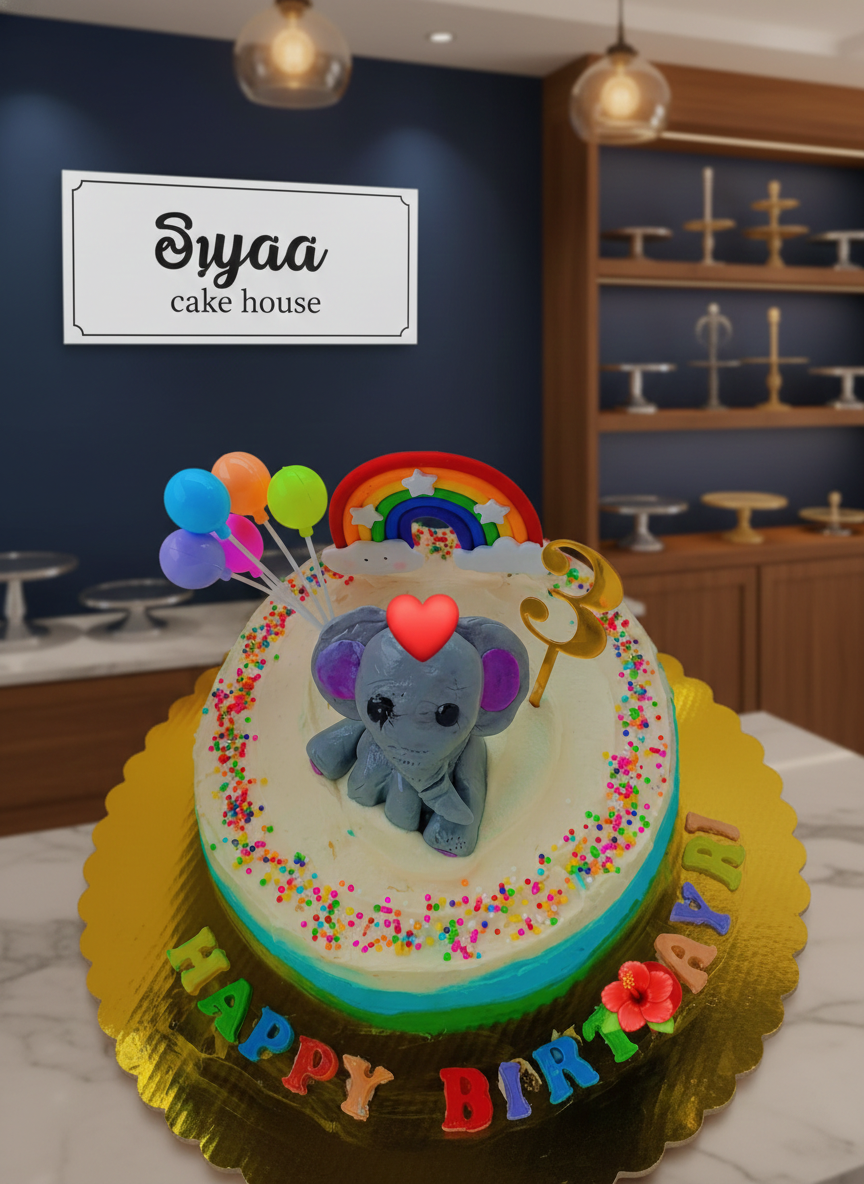 Elephant Rainbow Kids Cake