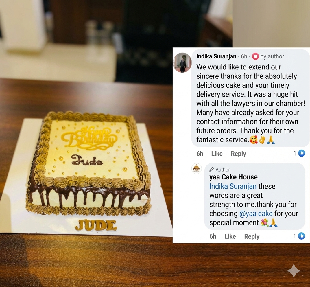 Chocolate birthday cake for Jude with Facebook review from lawyer