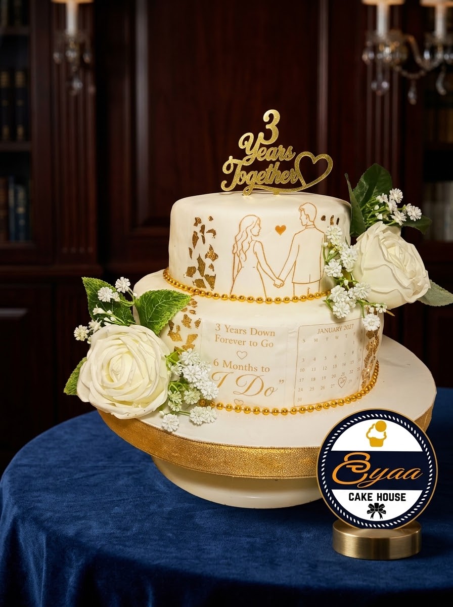 Three Years Together Anniversary Cake